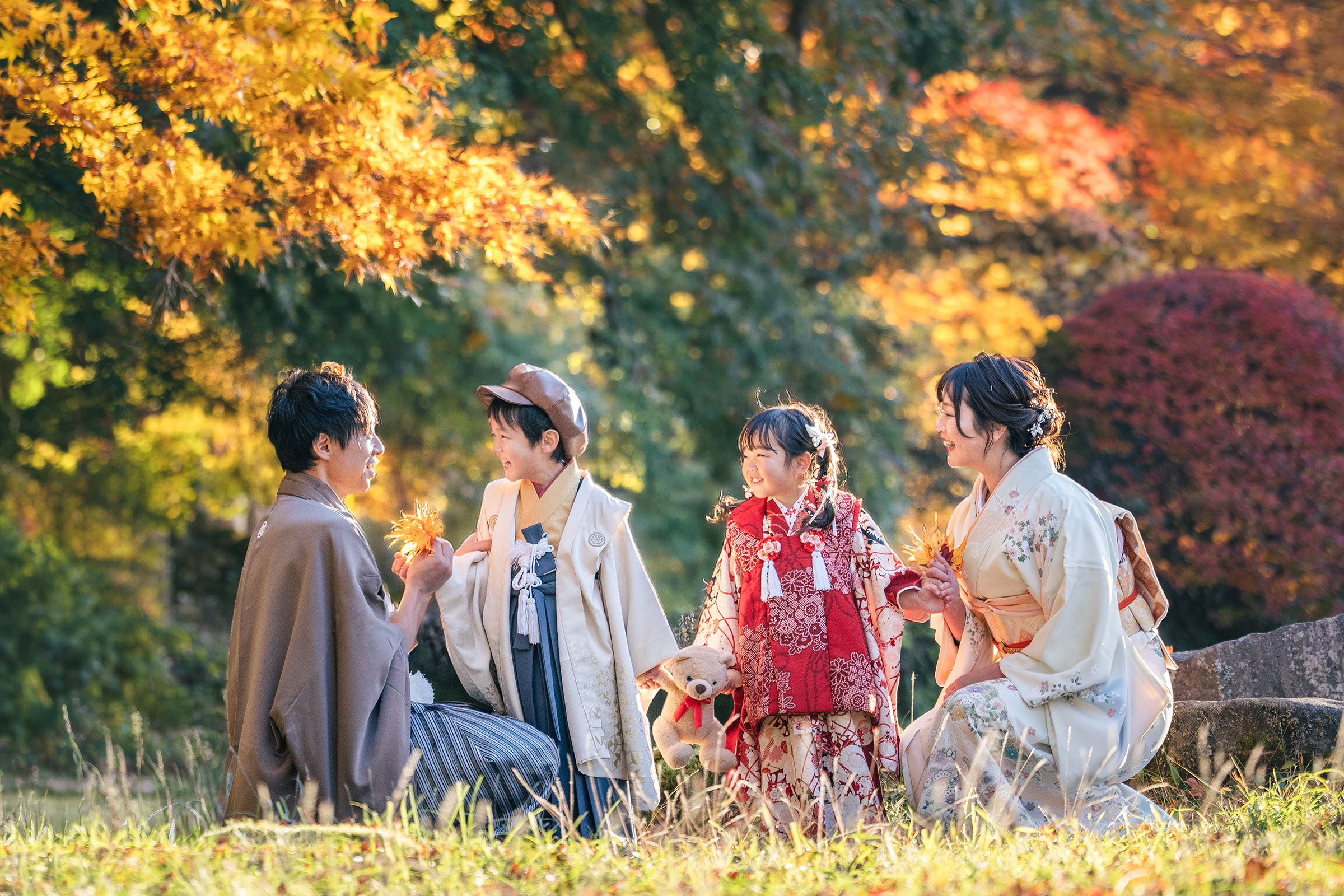 紅葉と家族